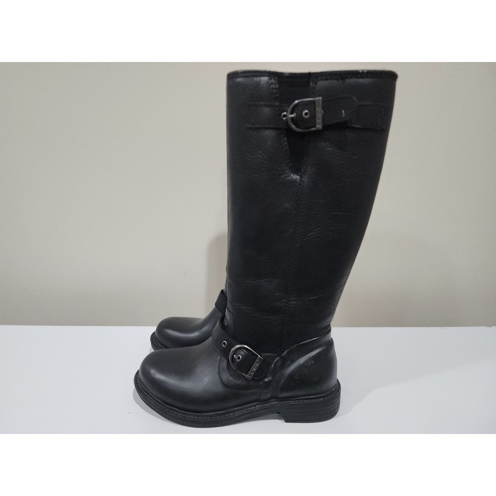 Bogs McKenna 52440 Womens US 6 Rain Boots Black Leather Mid Calf Waterproof NICE